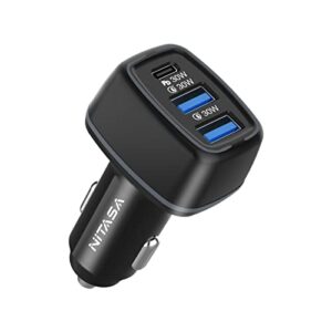 usb c car charger,car charger nitasa 90w 3 ports pd 3.0 & qc 30w (pps) led type c cigarette lighter fast charging adapter for iphone 14/14 pro/13/12 pro max,ipad,samsung s22/s21/s23,pixel 7 6 pro