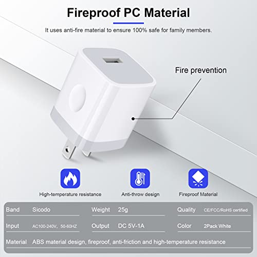 Charging Cube,iPhone Charger Box 2-Pack Single Port USB Charging Block Wall Plug in Phone Charger Brick for iPhone 14 13 12 SE 11 Pro Max SE X 8 7, Samsung Galaxy, Pad, Google Pixel,Kindle Fire