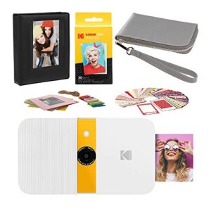 kodak smile instant print digital camera (white/yellow) carrying case kit