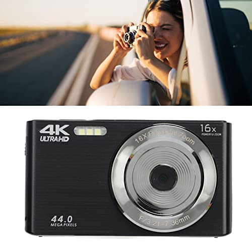 Digital Camera, 4K 16X Digital Zoom Point and Shoot Camera with 2.8 Inch Screen, Portable Compact Camera Travel Camera for Photography (Black)