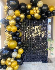 shimmer wall backdrop panel – decorations panel | wedding , birthday, anniversary, engagement & bridal shower party decor (15pcs-black)