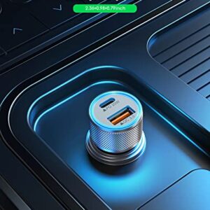 iPhone Fast Car Charger, 38W Dual Port [Apple MFi Certified]USB C PD3.0 Fast Charging Metal Cigarette Lighter Car Charger Adapter with 2 Pack Lightning Cable for iPhone 14 13 Pro Max Mini 12 11 X XR 8