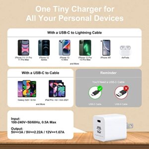 20W USB C Charger PD Fast Charger Block USB-C Wall Charger Power Adapter Compatible with iPhone 13/13 Pro Max/iPhone 14/12 Pro Max/SE/11,Pixel,Galaxy S21/S20/Note 10, iPad Mini/Pro Type c Fast Charger