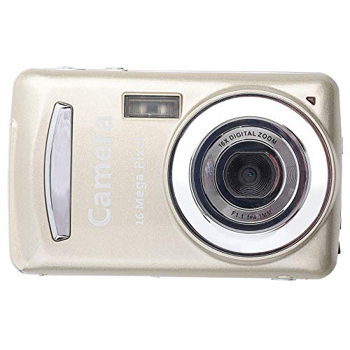 Digital Camera 720P Full HD Compact Camera 36MP Vlogging Camera with 16X Digital Zoom, Photo Camera 2.4 Inch LCD Mini Video Camera for Students Children Adults Beginners (Gold)