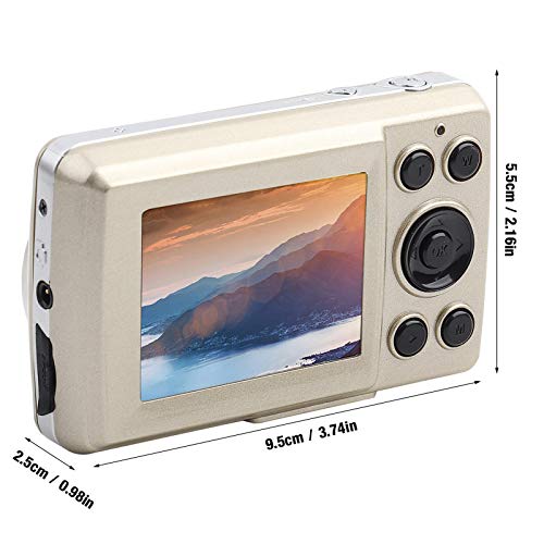 Digital Camera 720P Full HD Compact Camera 36MP Vlogging Camera with 16X Digital Zoom, Photo Camera 2.4 Inch LCD Mini Video Camera for Students Children Adults Beginners (Gold)