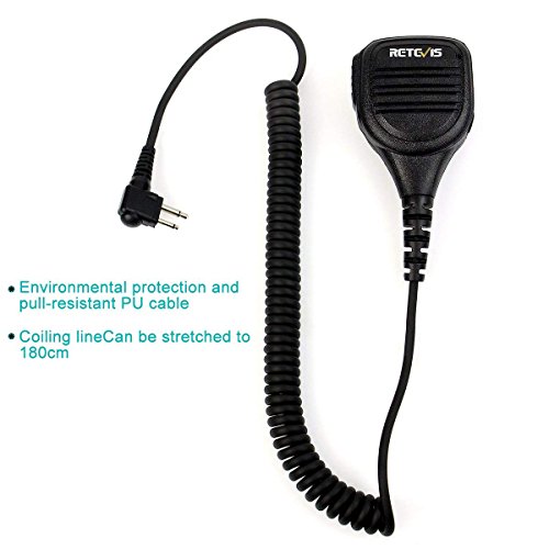 Retevis 2 Pin Two Way Radio Shoulder Speaker Mic with 3.5mm Audio Jack,Compatible with Motorola CP200 GP200D RMU2040 RDU4100 GP88S CP250 P040 EP450 MagOne A8 HYT TC500 Handhled Walkie Talkie(1 Pack)