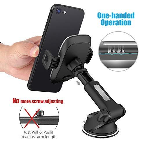 WixGear Dashboard Telescopic Arm with Air Vent Swift-Grip Phone Holder for Car, Cell Phone Car Mount Air Vent Holder for Any Smartphone