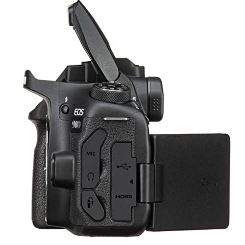 CaCanon EOS 90D DSLR Camera w/EF-S 18-5mm F/4-5.6 is STM Lens + 75-300mm F/4-5.6 III Lens + 64GB Memory + Back Pack Case + Tripod, Lenses, Filters, & More (28pc Bundle)