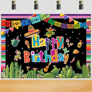 7x5ft mexican party backdrop happy birthday, fiesta party backdrop, cinco de mayo carnival party decorations, colorful wall background banner tablecloth for photo booth studio props decor supplies
