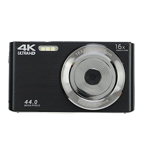 16X Digital Zoom Camera, 2.8in LCD Screen, 4K 44MP Anti Shake High Resolution HD Camera, Built in Fill Light, USB Rechargeable and Data Transferable (Black)