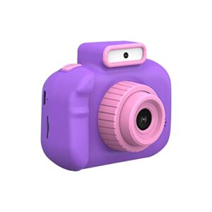 leutsin upgrade kids selfie camera,digital camera for kids toy gift, 4800 w front and rear 1080p hd children’s digital camera, video and games, with flashlight, 800mah battery (purple)