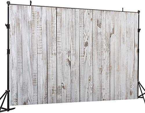 WOLADA 8x6FT Vintage Wood Backdrop Retro Rustic White Gray Wooden Floor Backdrops for Photography Kids Adult Photo Booth Video Shoot Vinyl Studio Prop 11890