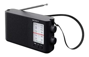 sony dual band fm/am analog portable battery radio home audio radio black (icf-19)