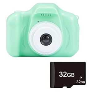 adideo upgrade kids camera toys for 3 4 5 6 7 8 9 year old girl christmas birthday gift digital video camera,mini play video camera with 1080p hd 2 inch screen with 32gb card kids camera, (green)