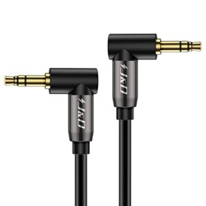 j&d gold plated 3.5mm stereo audio aux cable 90 degree right angle compatible for galaxy, speakers and all other devices, 15 feet