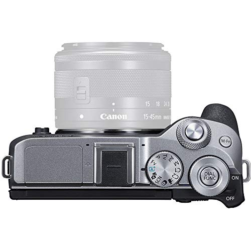 Canon EOS M6 Mark II Mirrorless Digital Camera (Silver) Body Only Kit with Auto (EF/EF-S to EF-M) Mount Adapter + 32GB Sandisk Memory + 100EG Padded Case and More.