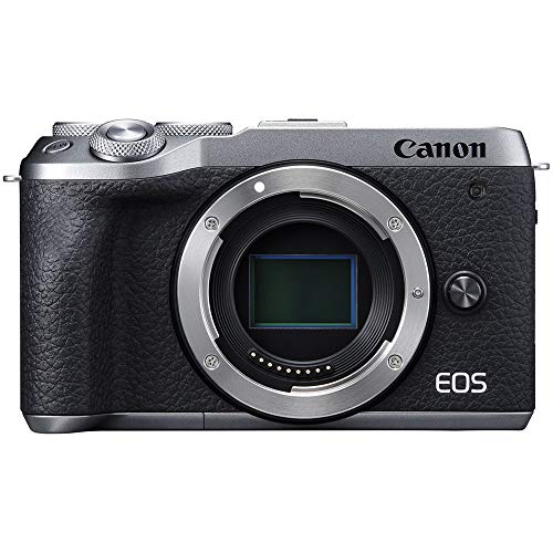 Canon EOS M6 Mark II Mirrorless Digital Camera (Silver) Body Only Kit with Auto (EF/EF-S to EF-M) Mount Adapter + 32GB Sandisk Memory + 100EG Padded Case and More.