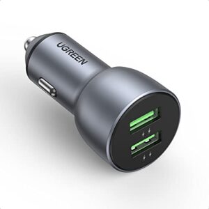 ugreen usb car charger adapter 36w – dual usb car charger fast charging, cigarette lighter adapter compatible with iphone 14/13/12/11/se/xr/x/xs, galaxy s22/s21/s20/s10/note 20, pixel 5/4/3