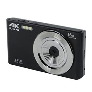 hd camera, portable shock proof 16x digital zoom camera 44mp for recording (black)