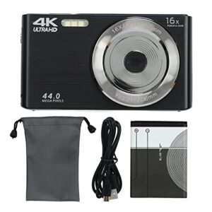 HD Camera, Portable Shock Proof 16X Digital Zoom Camera 44MP for Recording (Black)
