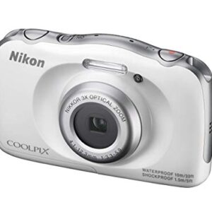 Nikon COOLPIX S33 Waterproof Digital Camera (White) (Discontinued by Manufacturer) (Renewed)