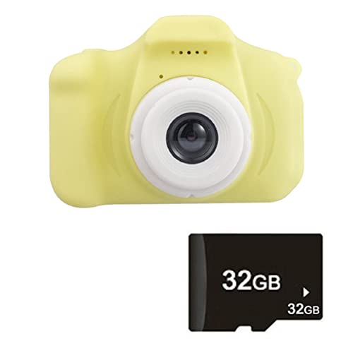 Kids Camera, Children Digital Rechargeable Cameras Toddler Educational Toys, Mini Children Video Record Camera, 2 Inch Screen & 32GB SD Card for Birthday (Yellow)