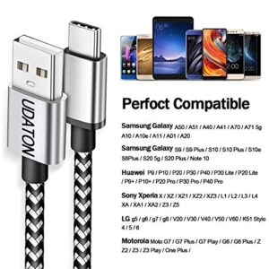 UDATON USB C Cable, USB Type C Cable 10ft, 2 Pack Extra Long Braided USB A to USB C Fast Charging Cable for Samsung Galaxy S22 S21 Plus A11 A20 A5,Note 10 9,LG G7 V35,Moto Z3,PS5, Grey