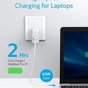 USB C, Anker 65W PIQ 3.0 Type-C Charger, PowerPort III 65W, with US/UK/EU Plugs for Travel, for MacBook, iPad Pro, iPhone, Samsung Galaxy, and More