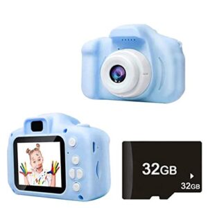 kids camera, children digital rechargeable cameras toddler educational toys, mini children video record camera, 2 inch screen & 32gb sd card for birthday (blue)