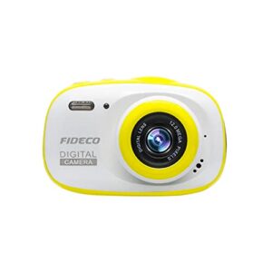 fideco kids camera, selfie digital cameras gifts for boys girls 3 4 5 6 7 8 9 yrs old, 12mp 1080p hd video camera with 16gb sd card for children (yellow)
