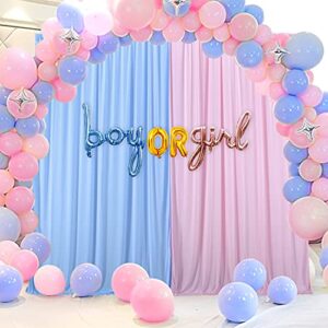 pink blue backdrop curtains for gender reveal boy or girl parties wrinkle free photo curtains backdrop drapes fabric decoration for birthday party baby shower 5ft x 7ft,2 panels