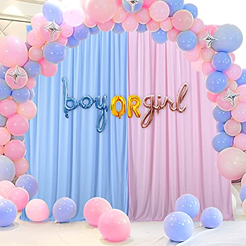 Pink Blue Backdrop Curtains for Gender Reveal Boy or Girl Parties Wrinkle Free Photo Curtains Backdrop Drapes Fabric Decoration for Birthday Party Baby Shower 5ft x 7ft,2 Panels