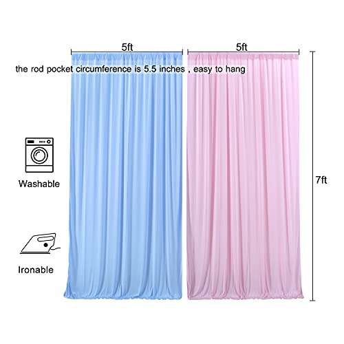 Pink Blue Backdrop Curtains for Gender Reveal Boy or Girl Parties Wrinkle Free Photo Curtains Backdrop Drapes Fabric Decoration for Birthday Party Baby Shower 5ft x 7ft,2 Panels