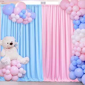 Pink Blue Backdrop Curtains for Gender Reveal Boy or Girl Parties Wrinkle Free Photo Curtains Backdrop Drapes Fabric Decoration for Birthday Party Baby Shower 5ft x 7ft,2 Panels