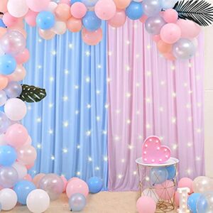 Pink Blue Backdrop Curtains for Gender Reveal Boy or Girl Parties Wrinkle Free Photo Curtains Backdrop Drapes Fabric Decoration for Birthday Party Baby Shower 5ft x 7ft,2 Panels