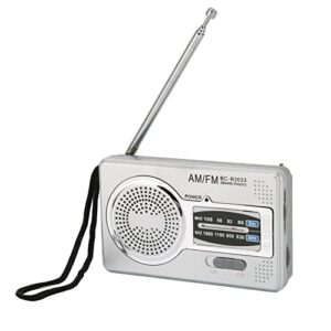 gowenic portable radio, mini pocket am fm transistor radio battery powered weather radio with loudspeaker headphone jack for home, outdoor travel, entertainment, emergency use