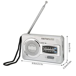 GOWENIC Portable Radio, Mini Pocket AM FM Transistor Radio Battery Powered Weather Radio with Loudspeaker Headphone Jack for Home, Outdoor Travel, Entertainment, Emergency Use