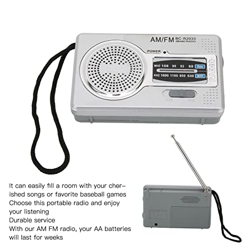 GOWENIC Portable Radio, Mini Pocket AM FM Transistor Radio Battery Powered Weather Radio with Loudspeaker Headphone Jack for Home, Outdoor Travel, Entertainment, Emergency Use