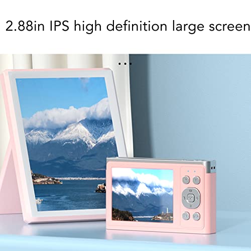 4K Digital Camera,Portable 2.88in IPS HD Mirrorless Camera AF Autofocus Camera,16X Zoom 50MP Camera for Macro Shooting Digital Camera(Pink)