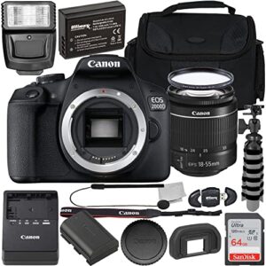 canon eos 2000d with efs 1855mm iii lens with starter accessory bundle includes sandisk ultra 64gb sdxc, dig cn2000d1855iiigfb3 cn2000d1855iiigfb3 (renewed)