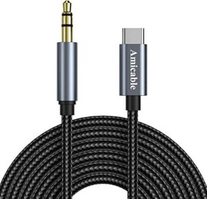 usb c to 3.5mm audio aux cable,amicable 3.5 mm male to usb c male cable car audio cable,support car/home stereo/speaker/headphones adapter for samsung galaxy, google pixel, oneplus,ipad more 3.3ft