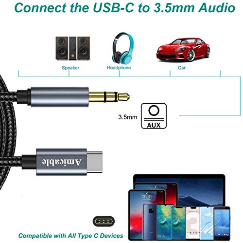 USB C to 3.5mm Audio Aux Cable,Amicable 3.5 mm Male to USB C Male Cable Car Audio Cable,Support Car/Home Stereo/Speaker/Headphones Adapter for Samsung Galaxy, Google Pixel, OnePlus,iPad More 3.3ft