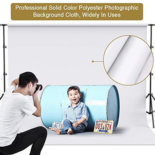 UTEBIT White Backdrop 10 x 10 ft Collapsible Polyester Photography Background Screen Cloth Sheet Seamless 3x3m for Photo Booth Photoshoot Portrait Headshot Video Studio Pictures