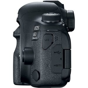 Canon EOS 6D Mark II DSLR Camera (Body Only) (1897C002), 64GB Memory Card, Case, Photo Software, LPE6 Battery, Card Reader, Flex Tripod, HDMI Cable, Hand Strap + More (Renewed)