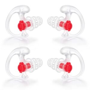 zeadio noise filtered silicone earplug, comfortable molded hearing protection earpiece, noise defender earbud for shooting, concert, two-way radio coil tube audio kits – transparent, medium, 2 pair