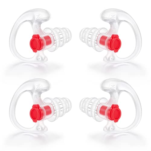 Zeadio Noise Filtered Silicone Earplug, Comfortable Molded Hearing Protection Earpiece, Noise Defender Earbud for Shooting, Concert, Two-Way Radio Coil Tube Audio Kits - Transparent, Medium, 2 Pair