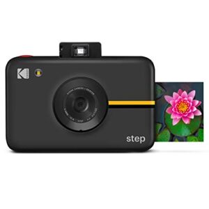 kodak step digital instant camera with 10mp image sensor, zink zero ink technology, classic viewfinder, selfie mode, auto timer, built-in flash & 6 picture modes | black.