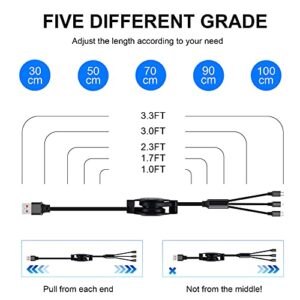 2 Pack 3 in 1 Multi USB Retractable Fast Charger Cable,Multiple Charging Cord Adapter with IP/Micro USB/Type C Port Adapter, Fast Charging Compatible with Cell Phones Tablets Universal Use (NEW)