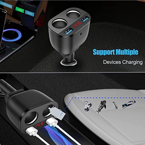 GemCoo Cigarette Lighter Splitter, 100W Cigarette Lighter Adapter with 2 Sockets Car Charger Adapter for iPhone iPad Android Samsung GPS Dash Cam DVD Player