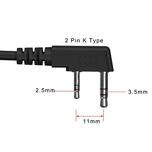 SAMCOM Walkie Talkie Speaker Mic, 2 Pin K Type Handheld Two Way Radios Shoulder Lapel Mic Microphone with Rainforced Cable,1 Pack